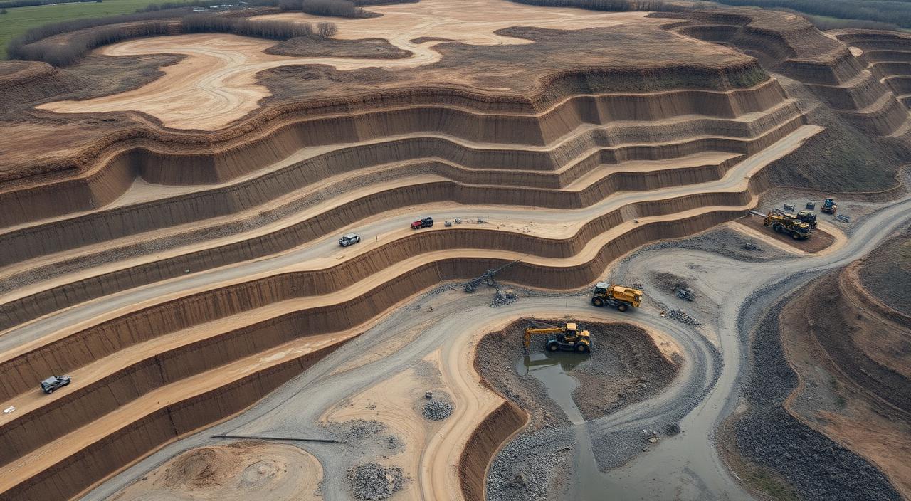 Aerial view of an active landfill site